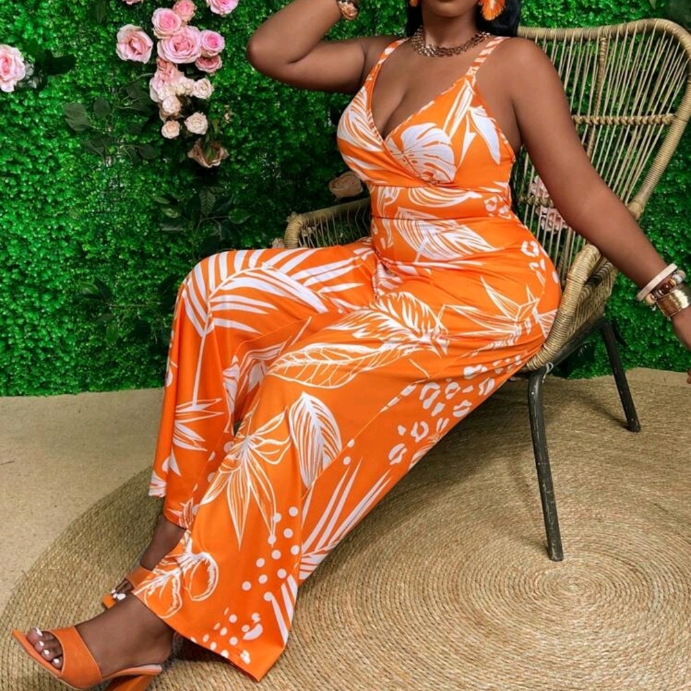 Tropical Orange Jumpsuit